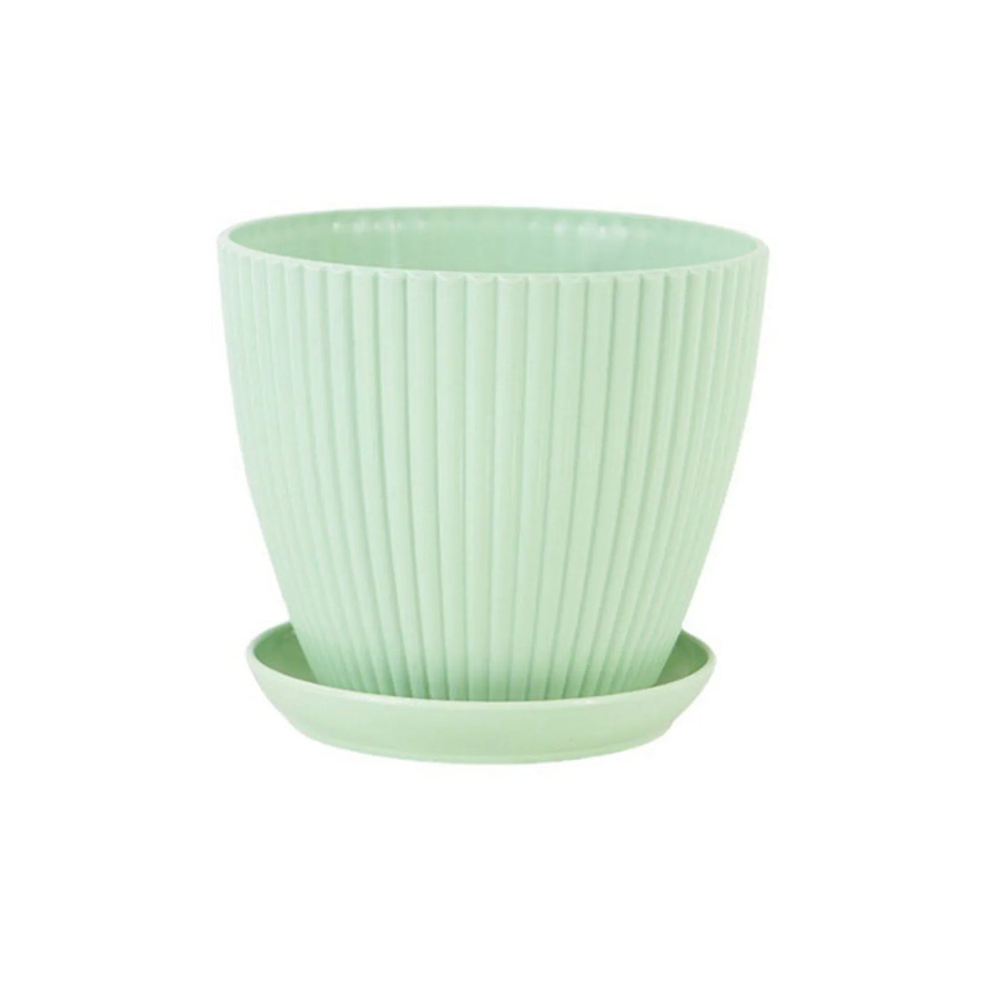 Flower Pot Round Planters Succulents Plant Pot with Tray Office Desktop Balcony Home Garden Decoration