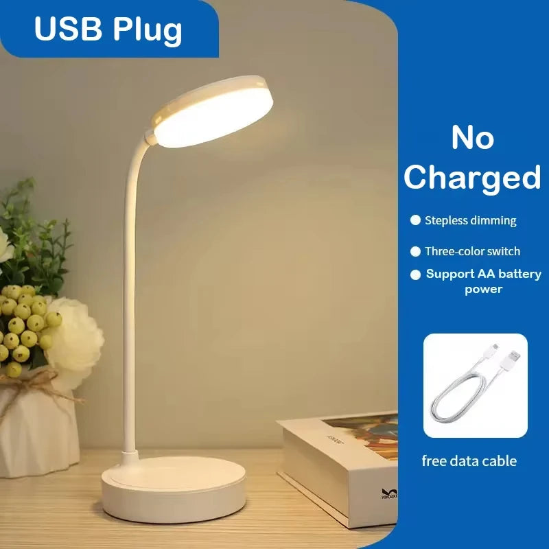 Portable LED Desk Lamp Eye Protection 3 Modes Dimming for Bedroom Bedside USB Touch Charge College Student Book Readin Lamp
