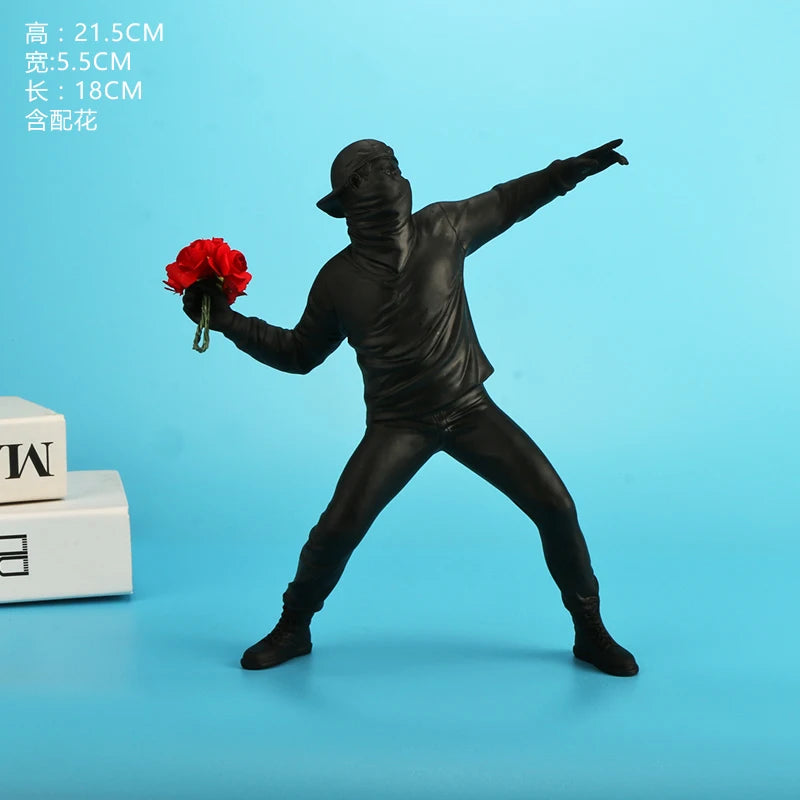 Banksy Flower Thrower Statue Bomber Home Decoration