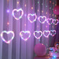 Window Curtain Lights, LED Soft Bright Heart Shaped String Lights with 8 Flashing Modes, Battery or USB Operated, for Wedding