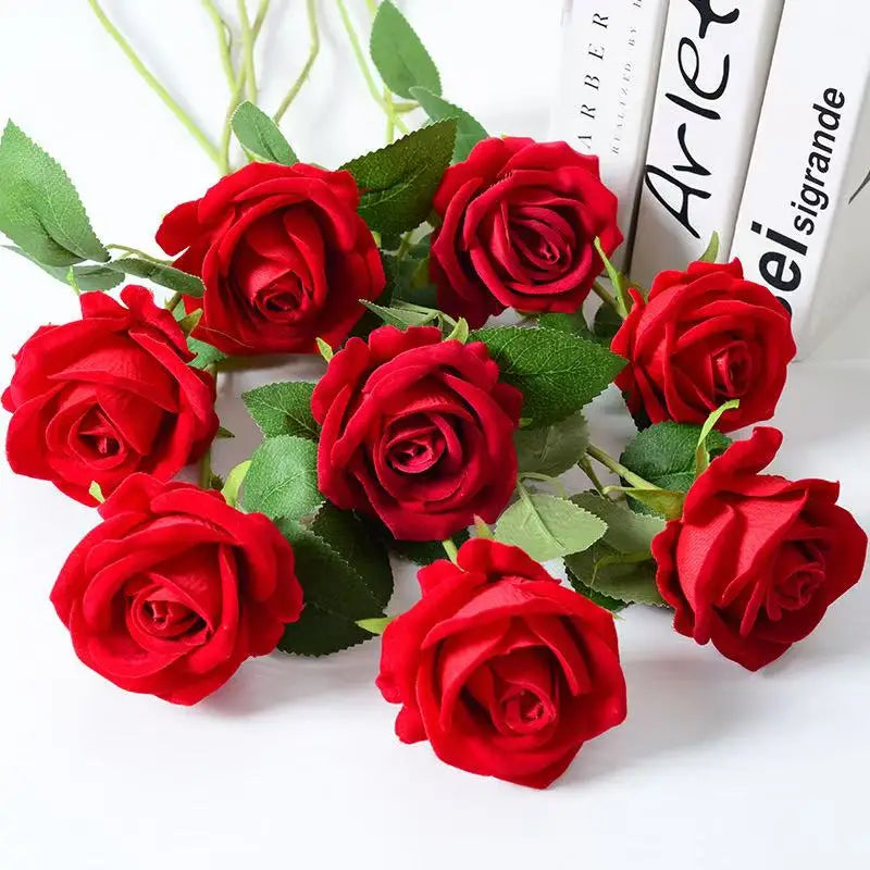 Roses Artificial Flowers Rose Flower Branch Artificial Red Roses Realistic Fake Rose for Wedding Home Decor