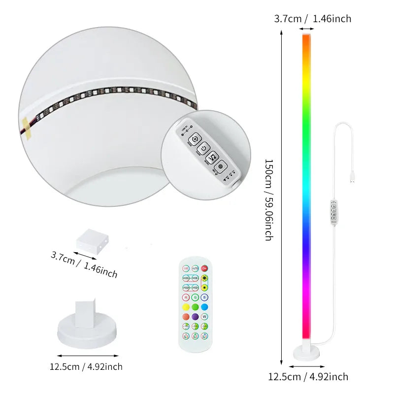 RGB LED Floor Lamp Remote & APP Control Music Sync Corner Lighting Modern Mood Lighting for Bedroom Living Room Gaming decor