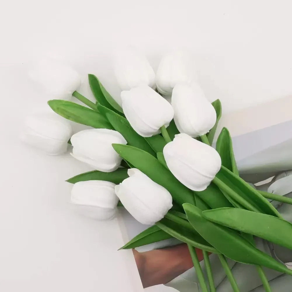 Tulips Artificial Flowers Real Touch Flowers Tulip Bouquet Decor Fake Tulips Flower for Home Wedding Decorations