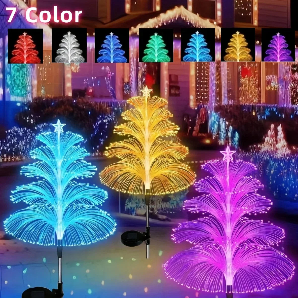 Outdoor Solar Garden Lights 7 Colors Variable Solar Stake Jellyfish Reed Lights Solar Outdoor Color Changing Lights