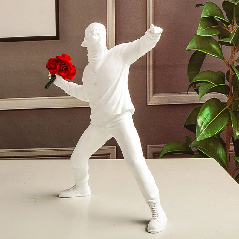 Banksy Flower Thrower Statue Bomber Home Decoration
