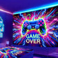Game controller fluorescent tapestry, UV reactive tapestry, e-sports room, wall hanging
