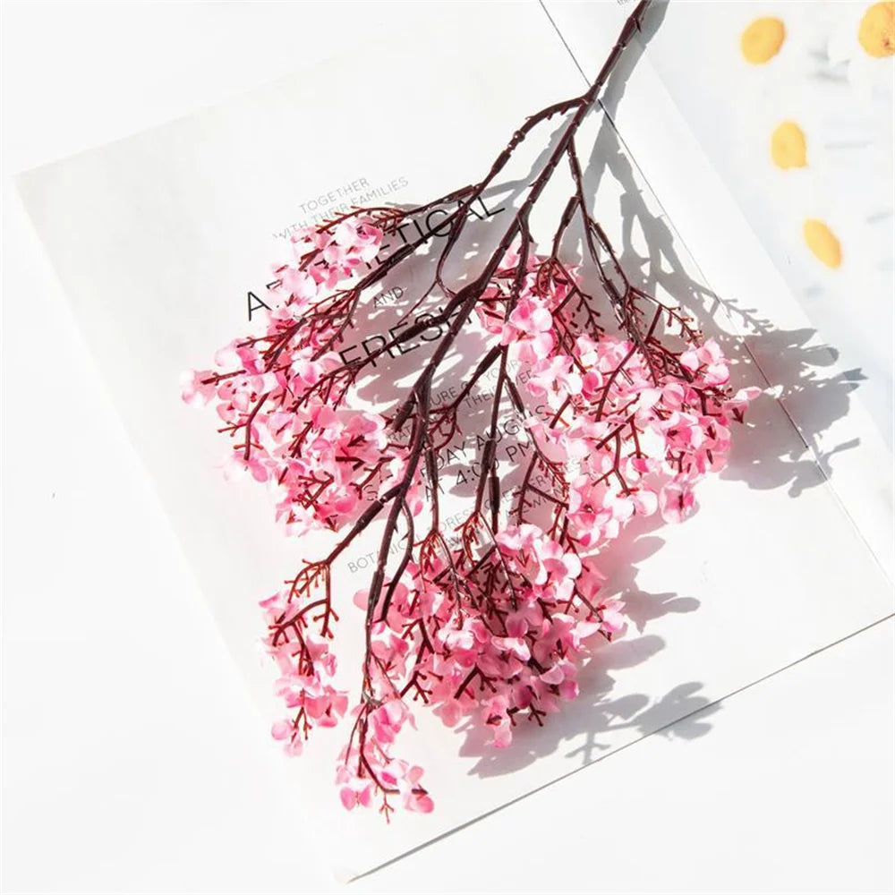 Artificial Flowers Cherry Blossoms Baby's Breath Gypsophila Fake Flowers DIY Wedding Home Decoration Faux Flowers