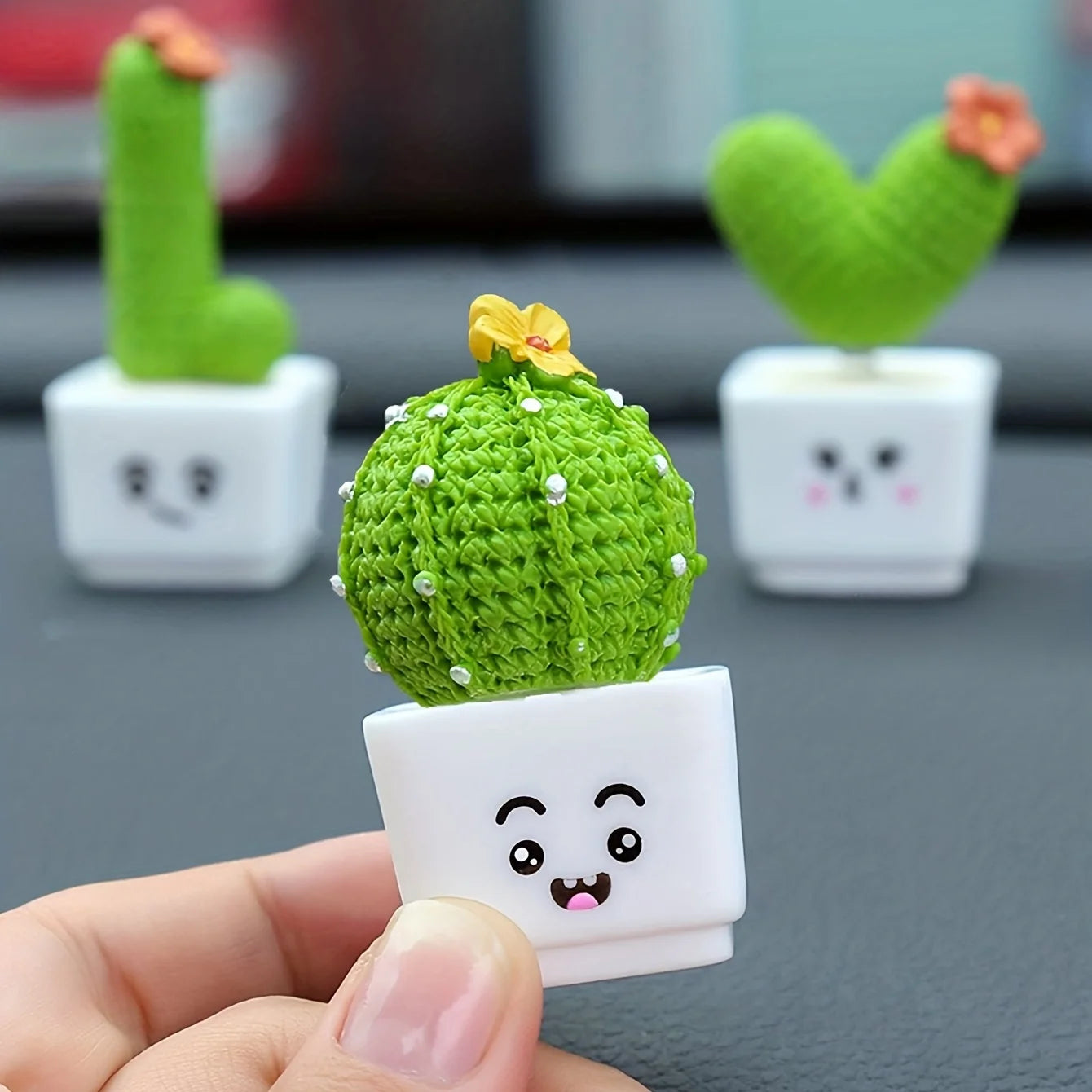 Resin Succulent Cactus Mini Green Plant Car Office Home Living Room Crafts
