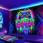 Game controller fluorescent tapestry, UV reactive tapestry, e-sports room, wall hanging