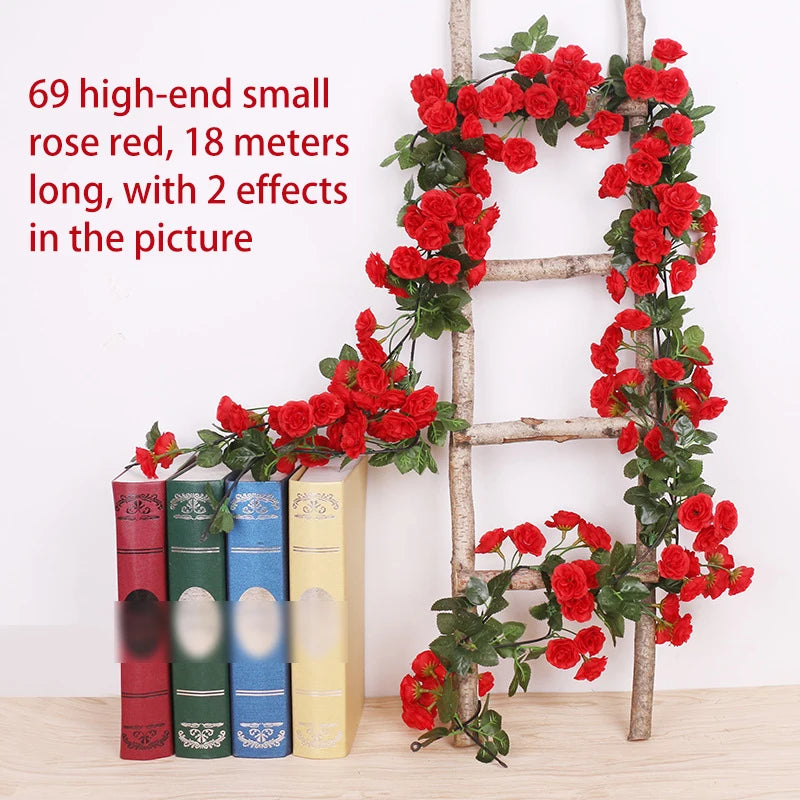 Artificial Flower Vine For Wedding Garland White Pink Home Room Wedding Decoration Silk Artificial Rose