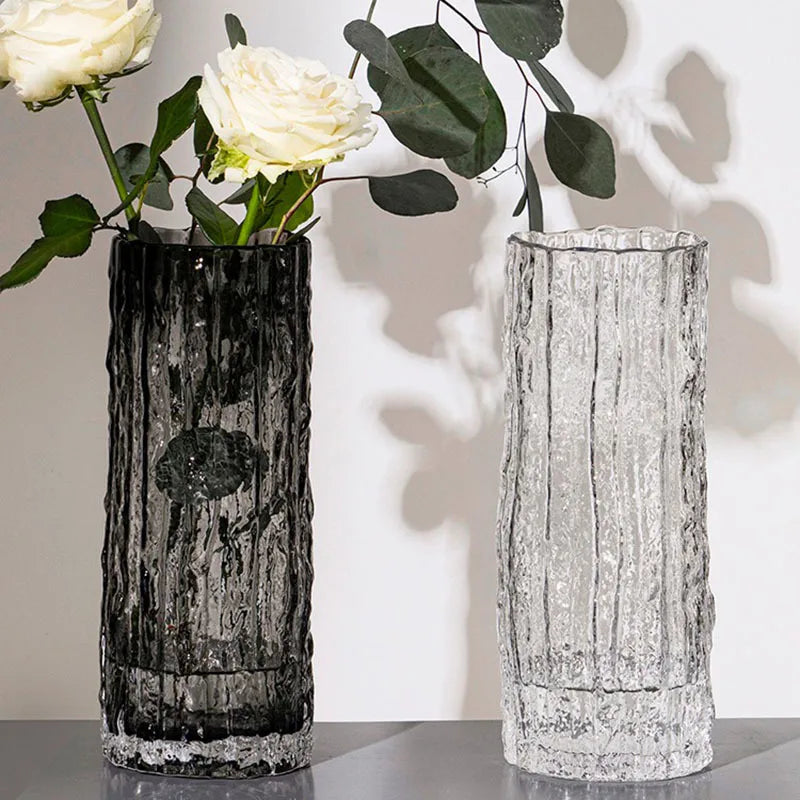 Vase Glass Transparent Flower Arrangement Rose  Living Room Dining Table Decoration