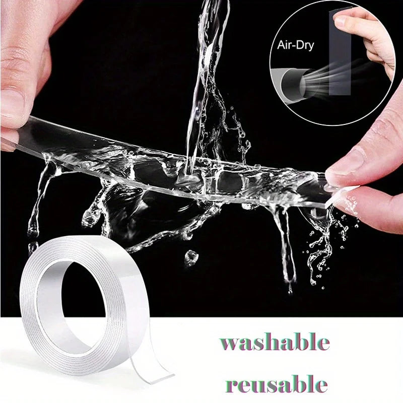 Versatile Reusable Double-Sided Waterproof Adhesive Tape - Perfect for Kitchen and Bathroom Supplies