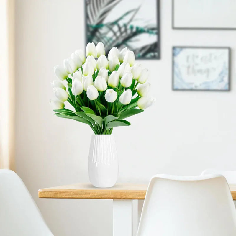 Tulips Artificial Flowers Real Touch Flowers Tulip Bouquet Decor Fake Tulips Flower for Home Wedding Decorations