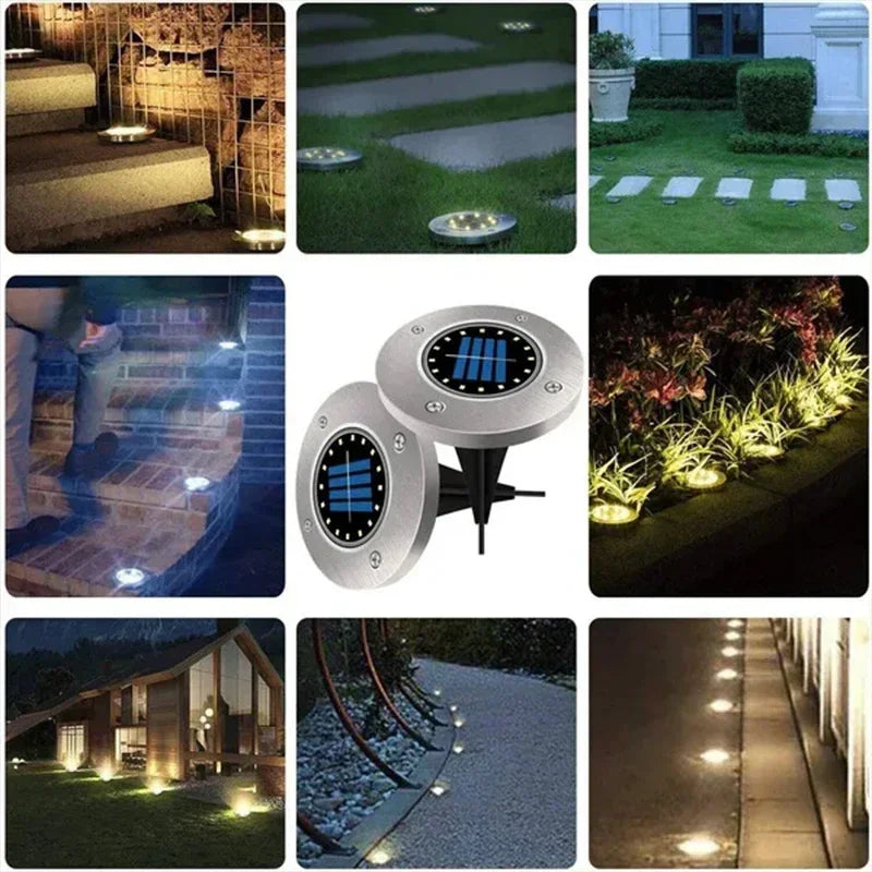 Solar Lights Outdoor 8/20LEDs Disk Underground Lamp Spotlight Buried Solar Light for Home Garden Lawn Yard Decoration