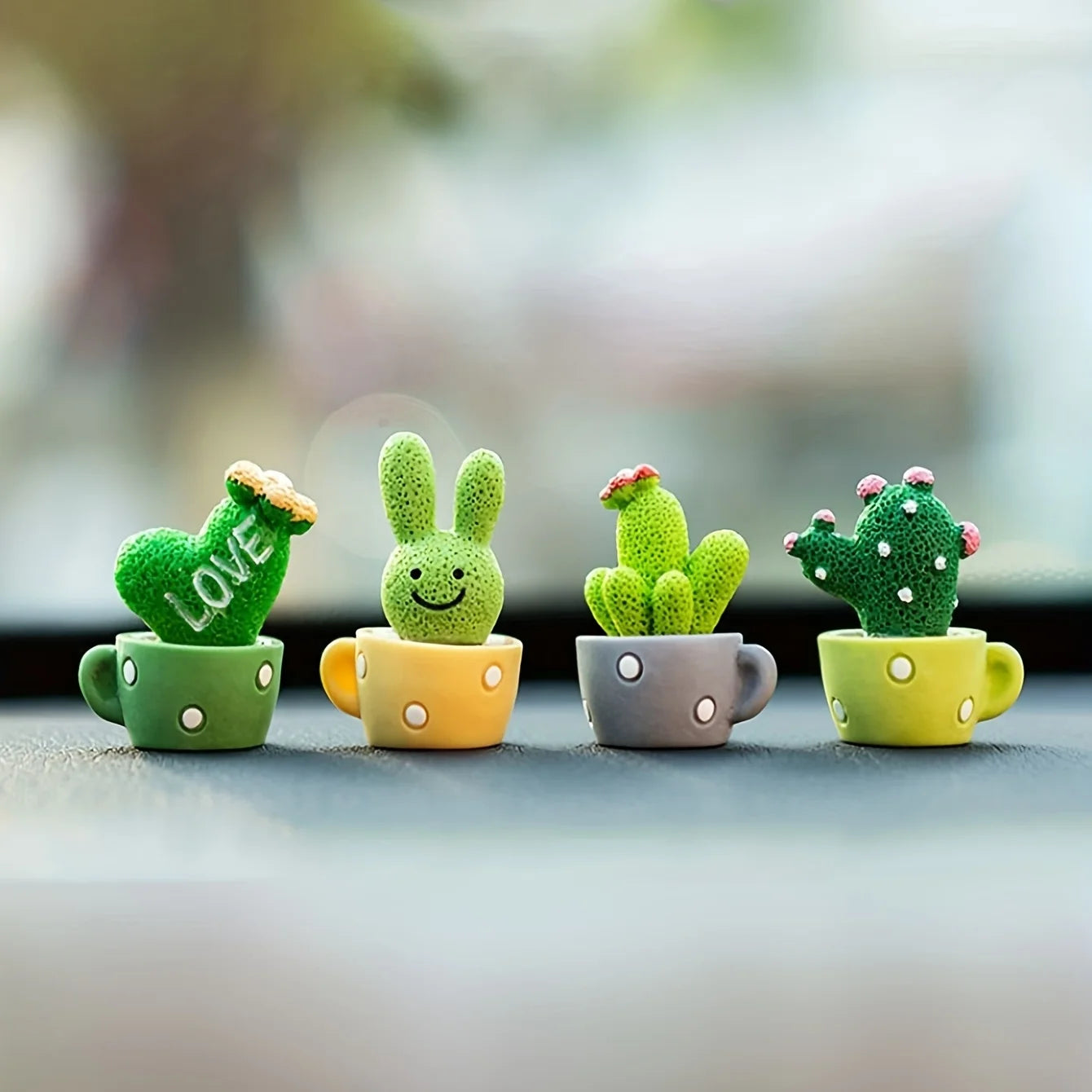 Resin Succulent Cactus Mini Green Plant Car Office Home Living Room Crafts