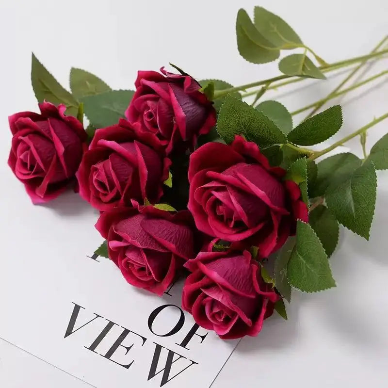 Roses Artificial Flowers Rose Flower Branch Artificial Red Roses Realistic Fake Rose for Wedding Home Decor