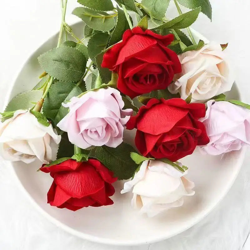 Roses Artificial Flowers Rose Flower Branch Artificial Red Roses Realistic Fake Rose for Wedding Home Decor