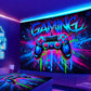Game controller fluorescent tapestry, UV reactive tapestry, e-sports room, wall hanging