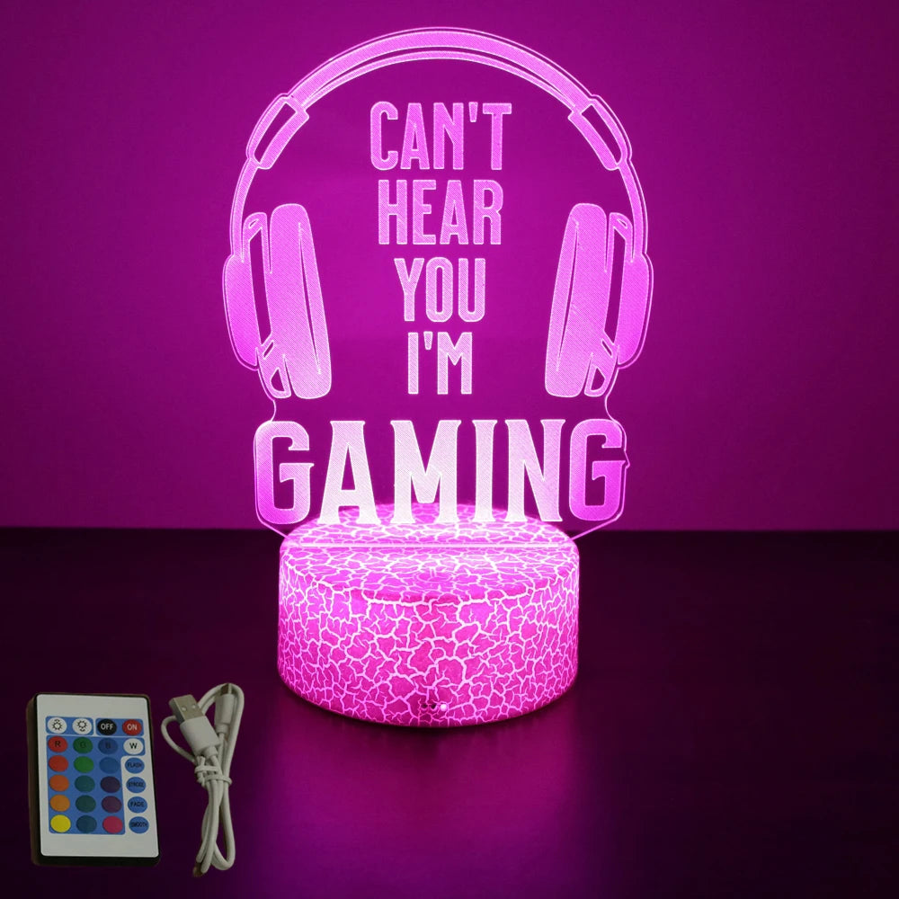 NEON GAMER 3D Lamp LED Night Light Gaming Setup RGB Children's Lamps Gamer Room Decoration Bedroom Table Lamp Personalized Gifts