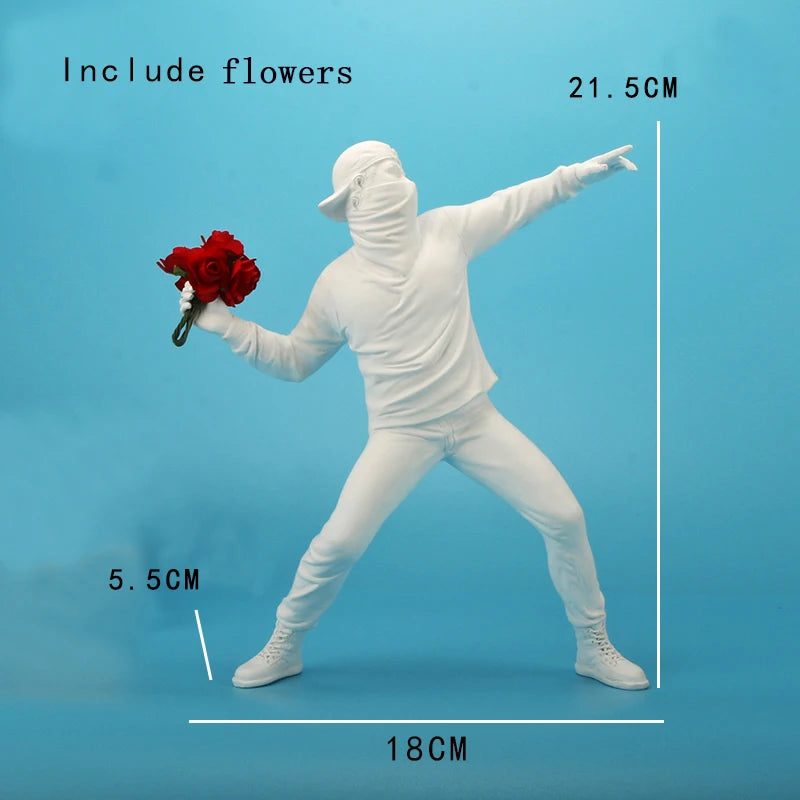 Banksy Flower Thrower Statue Bomber Home Decoration