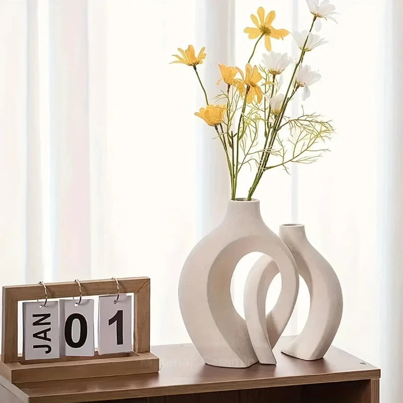 Modern Plastic Vase Set of 2 for Modern Home Decor