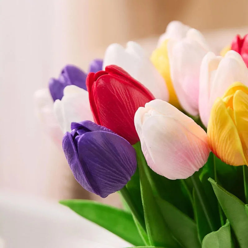 Tulips Artificial Flowers Real Touch Flowers Tulip Bouquet Decor Fake Tulips Flower for Home Wedding Decorations