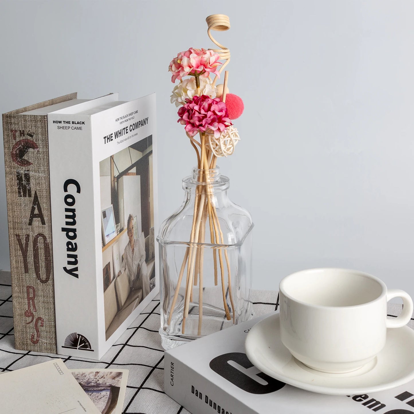 Pink Hydrangea Flower Rattan Sticks Fireless Fragrances Reed Diffuser Stick DIY Ornaments Home Decor