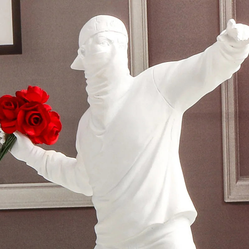 Banksy Flower Thrower Statue Bomber Home Decoration