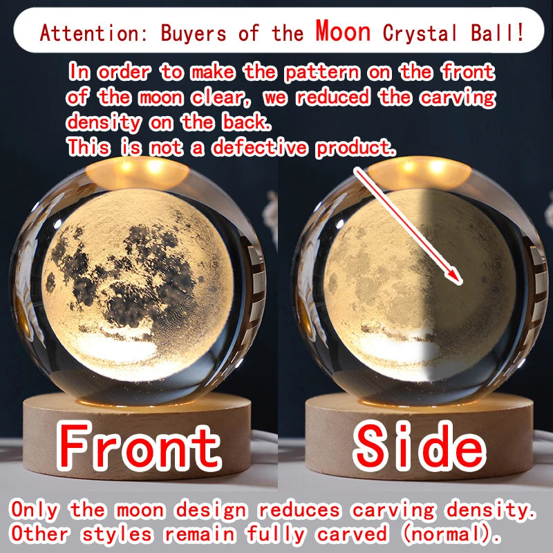 Unique 3D Crystal Ball Night Light Led Lamp Bedside Table Glowing Galaxy Lamp