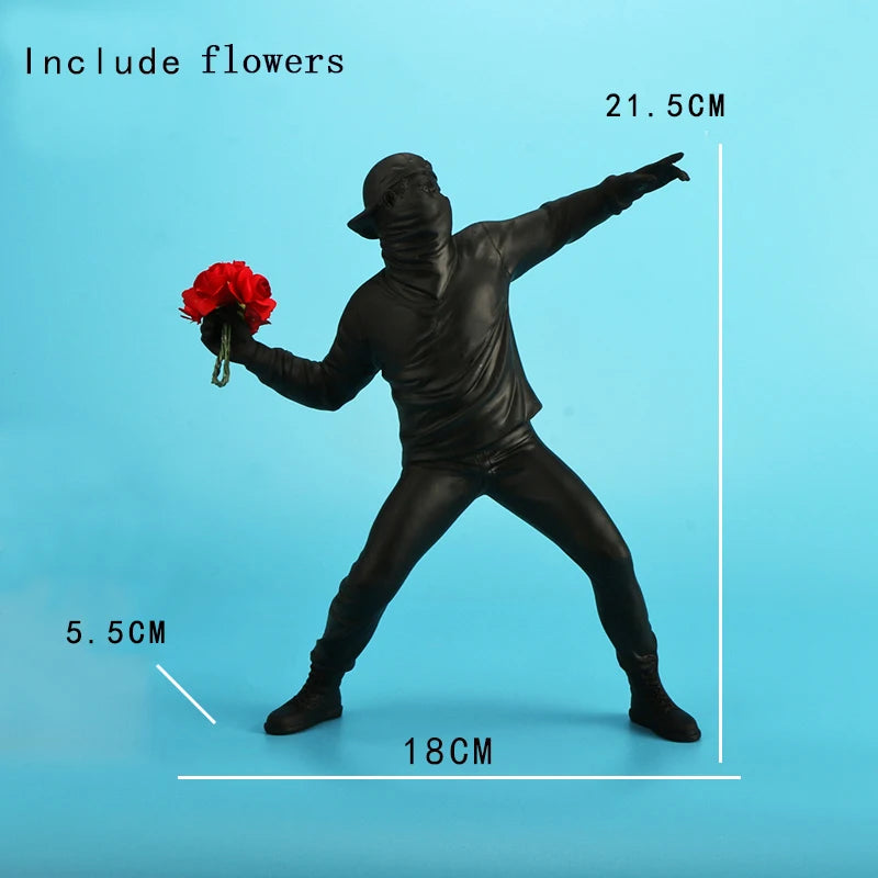 Banksy Flower Thrower Statue Bomber Home Decoration