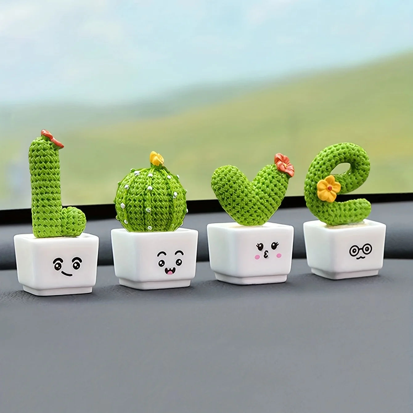Resin Succulent Cactus Mini Green Plant Car Office Home Living Room Crafts